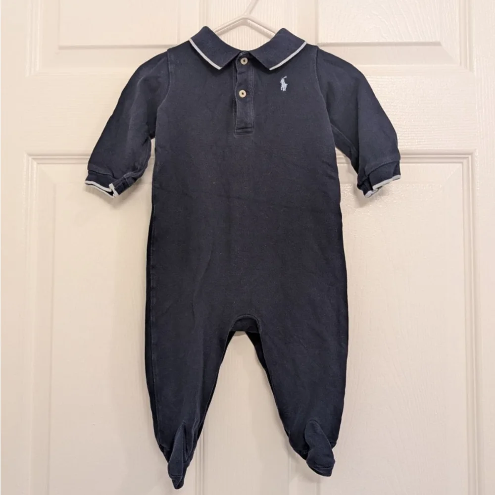 Baby Ralph Lauren Navy Blue Footie 9 Months